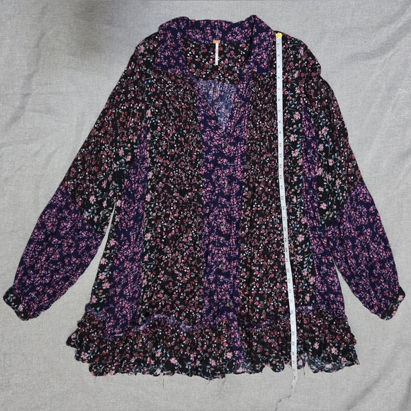 Free People Tunic Mini Dress Lost In You Printed Floral in Dark Combo Sz Medium - Picture 12 of 16
